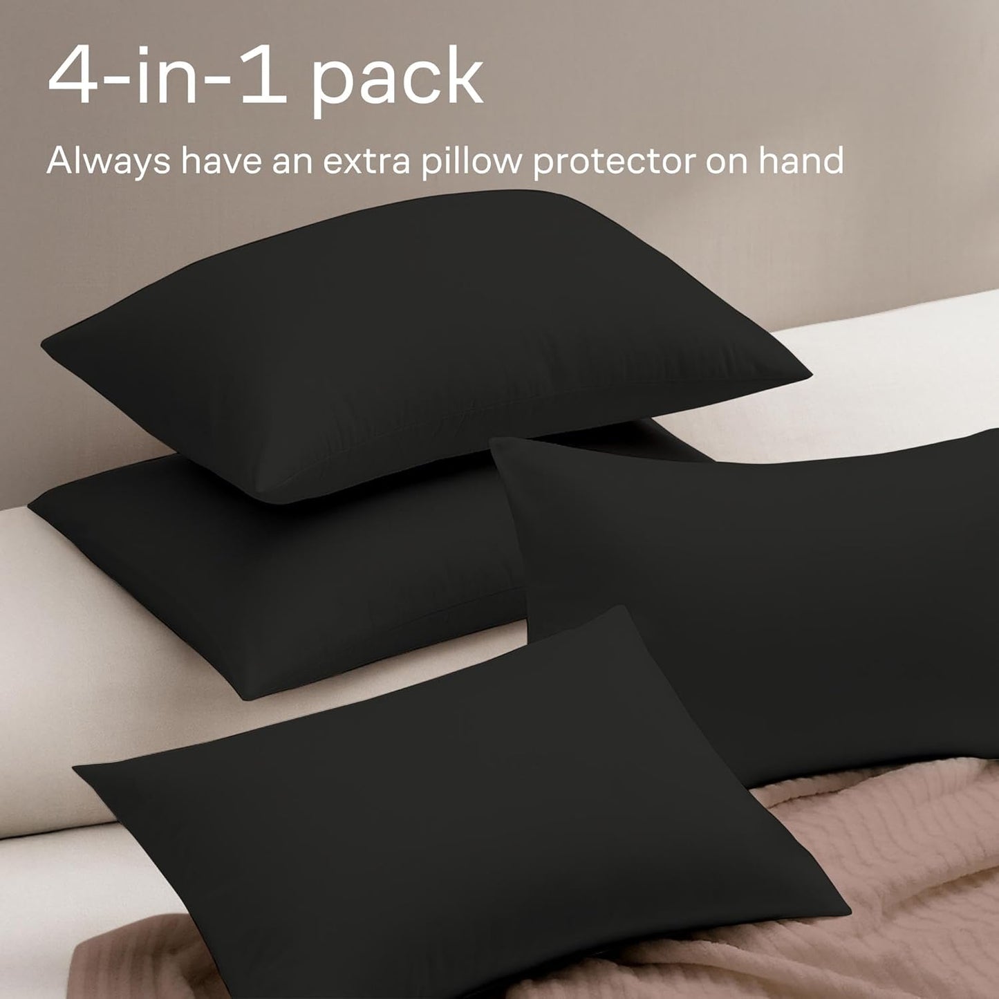 Ultra Soft Pillow Protectors with Zipper Standard Size - Set of 8 Breathable Pillow Covers - 100% Protection Against Stains, Dust & Dirt - Machine Washable (White)