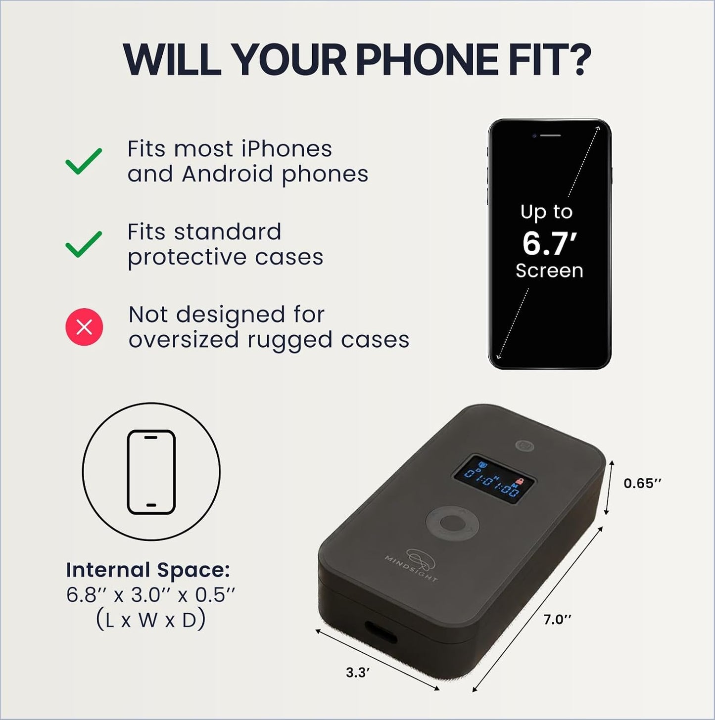 Mindsight Personal Timed Lock Box | Beat Everyday Temptations & Screen Time | 3 Commitment Modes | Fits 1 Phone with Standard Case | Charges While Locked | Out of Sight, Out of Mind