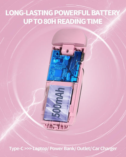 HEMONNKAM Book Reading Light, Rechargeable Clip on Booklight, Eye Caring 3 Color Temperatures & 5 Brightness Levels, Night Use for Bed, Long Lasting, Reading at Night in Bed, Purple