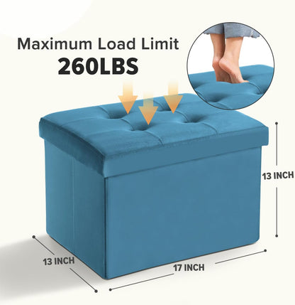 LINMAGCO Ottoman with Storage Small Foot Rest Stool Under Desk Stool Short Folding Footrest for Living Room Bedroom Home Office Dorm Dark Gray 16X12X12IN