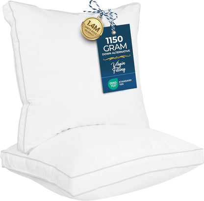 Utopia Bedding Down Alternative Bed Pillows for Sleeping Queen Size (White), Set of 2, Soft & Fluffy Pillow with Cooling, Hotel Quality, Gusseted Pillow for Back, Stomach or Side Sleepers