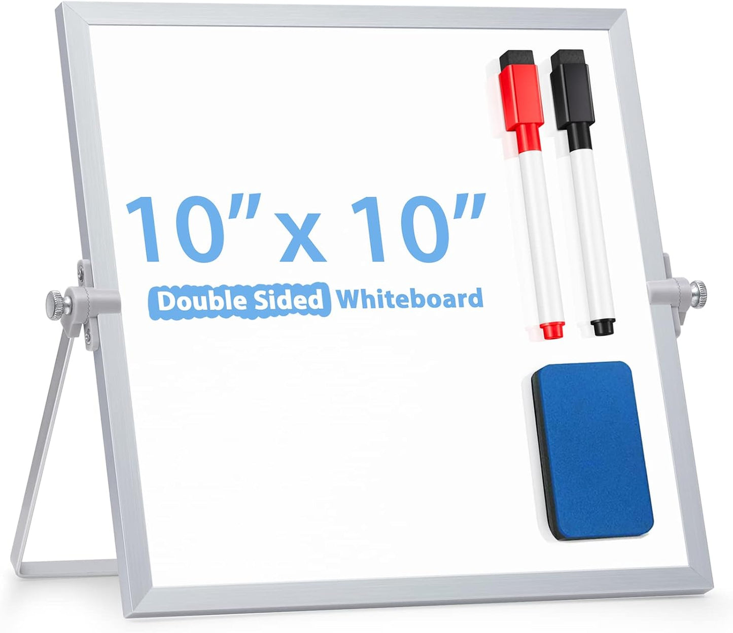 ARCOBIS Dry Erase White Board with Stand, 12" x 16" Weekly Double-Sided Desktop Whiteboard 10 Markers, 4 Magnets, 1 Eraser, Portable Magnetic Dry Erase Calendar for Planning, to Do List, Memo, School