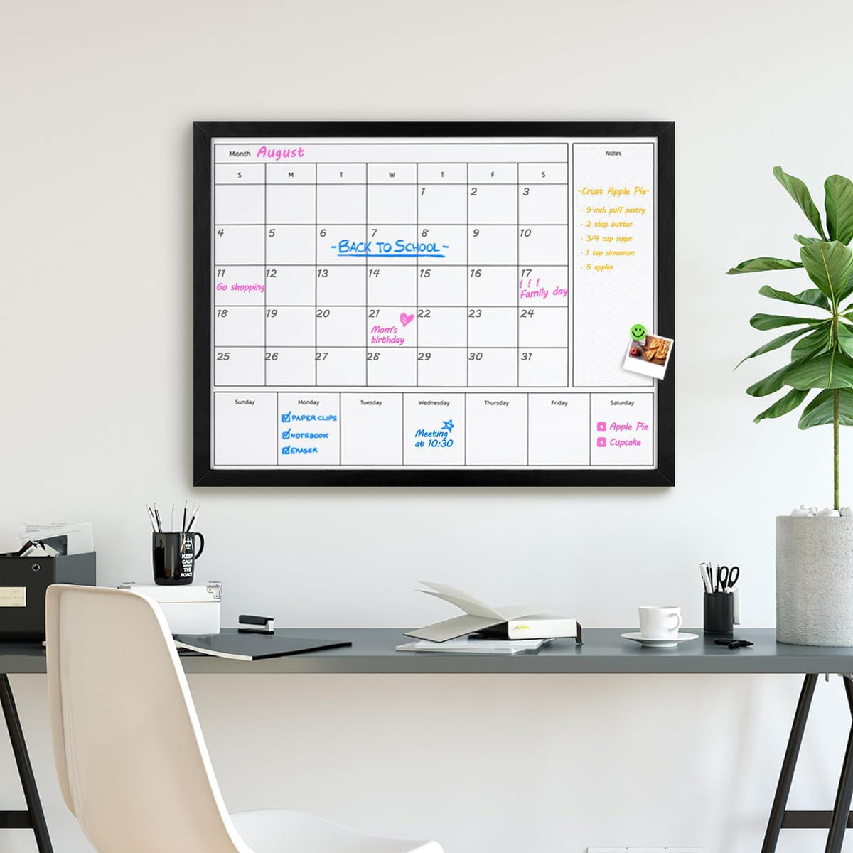 3-in-1 Dry Erase Calendar for Wall, Magnetic Surface Calendar Whiteboard
