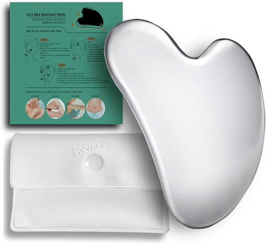 BYYDDIY Spherical Surface Stainless Steel Gua Sha Facial Tools, Metal Gua Sha for Face,Tighten Skin Massage, Guasha Beauty Tool for Body Eyes (W-s)