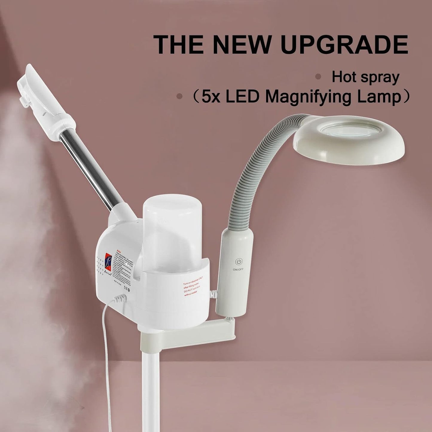Artist hand Professional Facial Steamer with 5X LED Magnifying Lamp 3 in 1