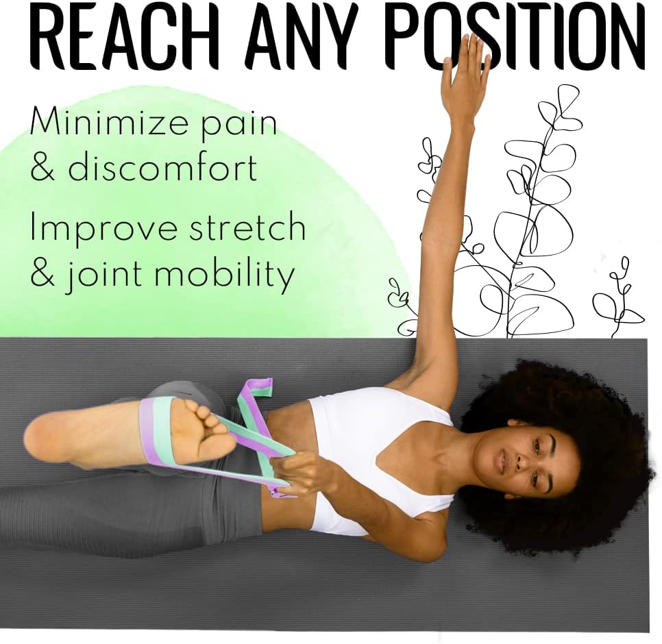 TECEUM 2 IN 1 Yoga & Mat Strap for Stretching – Cotton – 6/8/10 ft
