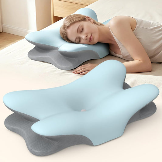 Cervical Neck Pillow for Pain Relief - Ergonomic Side Sleeper Pillow(Blue)