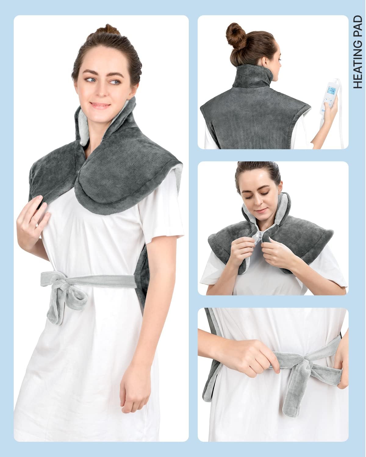 RENPHO Fathers Day Dad Gifts, Electric Heating Pad - 6 Heat Levels for Neck Shoulder and Back, Birthday Gifts for Women Men, Weighted Pad for Snug Fit, ETL Certified, FSA Eligible, 24"x33" Gray