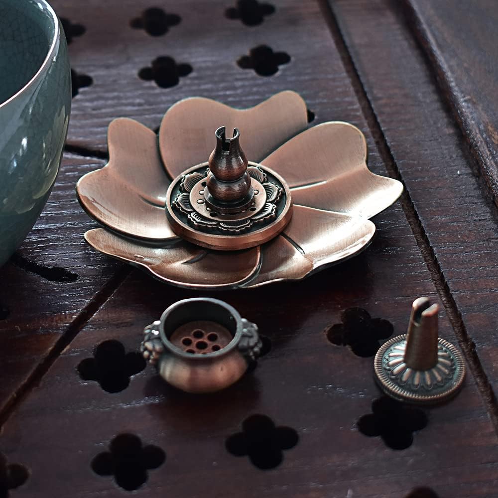 Incense Burner, Copper Incense Holder Cone Holder Gourd Incense Burner for Joss Stick, Tower Incense, Incense Coil (3 Styles)