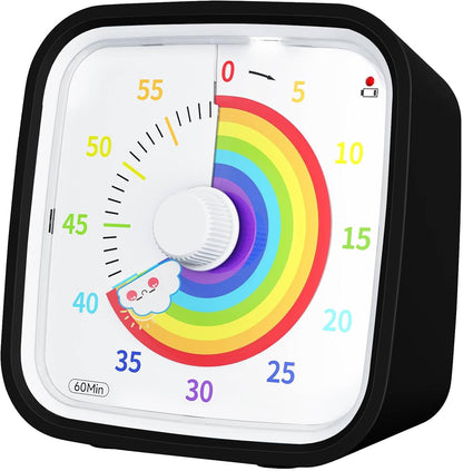 Yunbaoit Visual Timer with Protective Case, Rainbow Disk 60 Minute Countdown Timer for Kids and Adults, Silent Time Management Tool(Blue Rainbow)