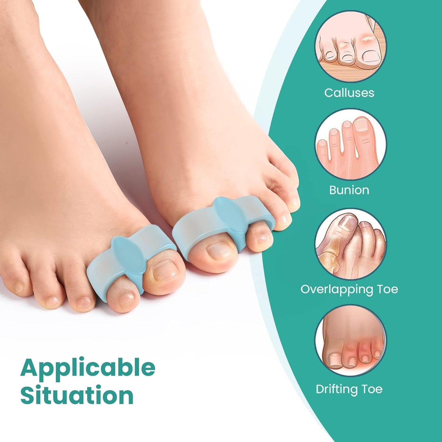 Welnove Pack of 12 Bunion Corrector, Toe Separators with 2 Loops, Big Toe Spacer Suitable for Bunion and Overlap Toe (White)