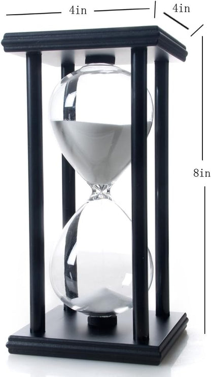 60 Minutes Hourglass, Wood Sand Timer, White | 4 x 4 x 8 inch Sand Clock