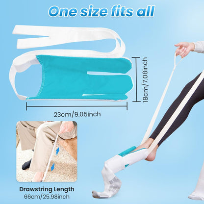 Sock Aid - Sock Aids for Putting On Socks - Sock Aid Device for Putting Socks Easy On and Off for Seniors, Disabled, Pregnant - Sock Helper Aide Tool - Sock Assistant Device (Blue)