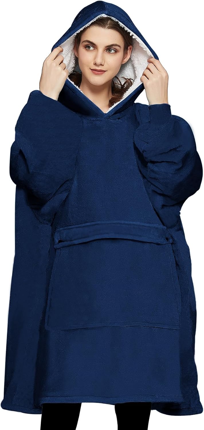 KFUBUO Wearable Blanket Hoodie for Adults Sherpa All Patterns Cat Oversized Sweatshirt Blanket with Pockets for Women
