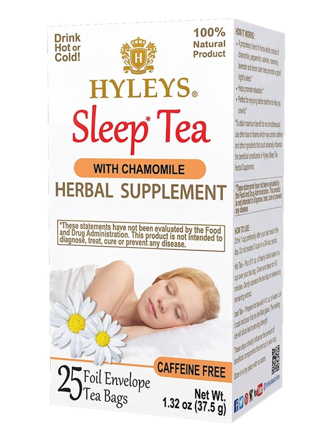 Hyleys Sleep Tea, Chamomile, Valerian Root & Lavender, Natural, 25 Tea Bags