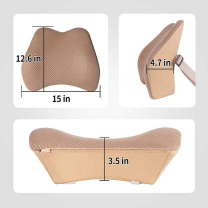 Memory Foam Lumbar Support Pillow for Car - Lower Back Support Cushion for Driving, Back Pain Relief for Car Seat, Office Chair, Wheelchair (Gray)