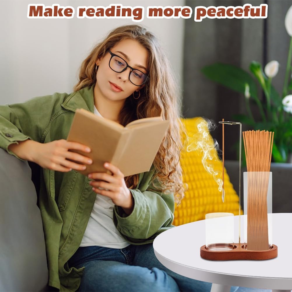 2 in 1 Glass Incense Holder, Incense Sticks Burner Holder with Storage