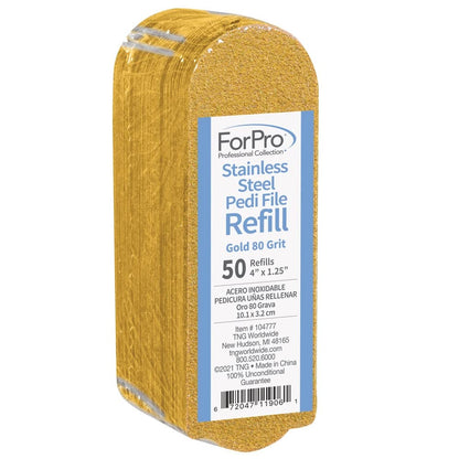 ForPro Professional Collection Stainless Steel Pedi File Refill, 180 Grit, White, EZ-Strip Peel Pedicure Refill Pads, 1.25” W x 4” L, 50-Count