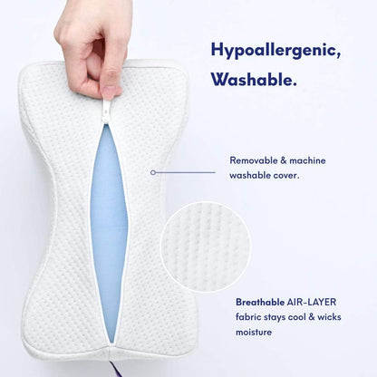 Cushion Lab Extra Dense Orthopedic Knee Pillow for Back Pain Relief, Leg Pain, Hip, Pregnancy, Sciatica & Joint Pain - Memory Foam Wedge Pillow Contour