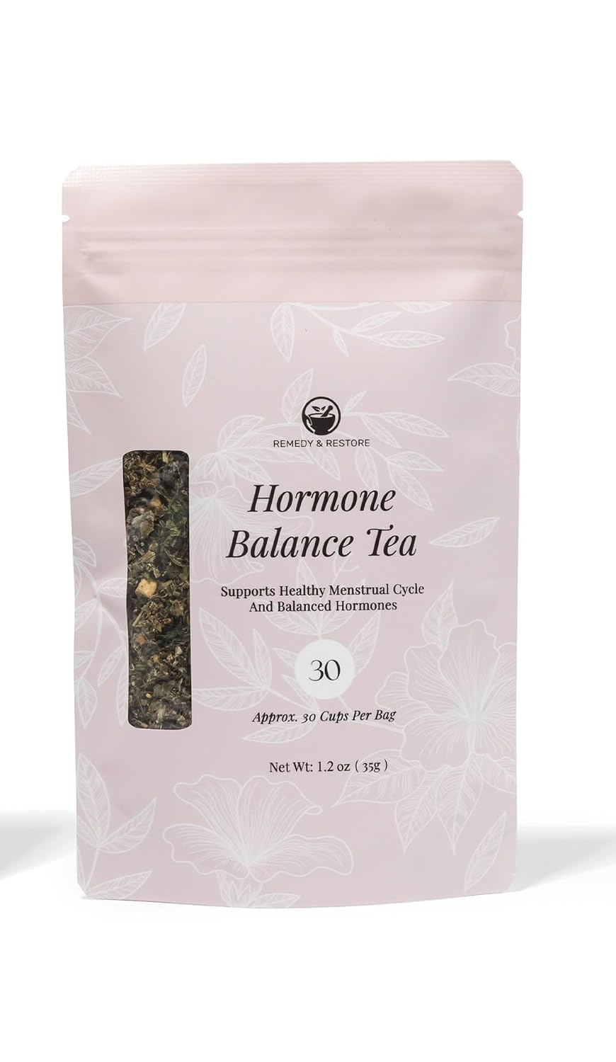 Remedy & Restore Herbal Tea for Hormone Balance - Natural Menstrual Cycle Support, Spearmint Flavor, Loose Leaves