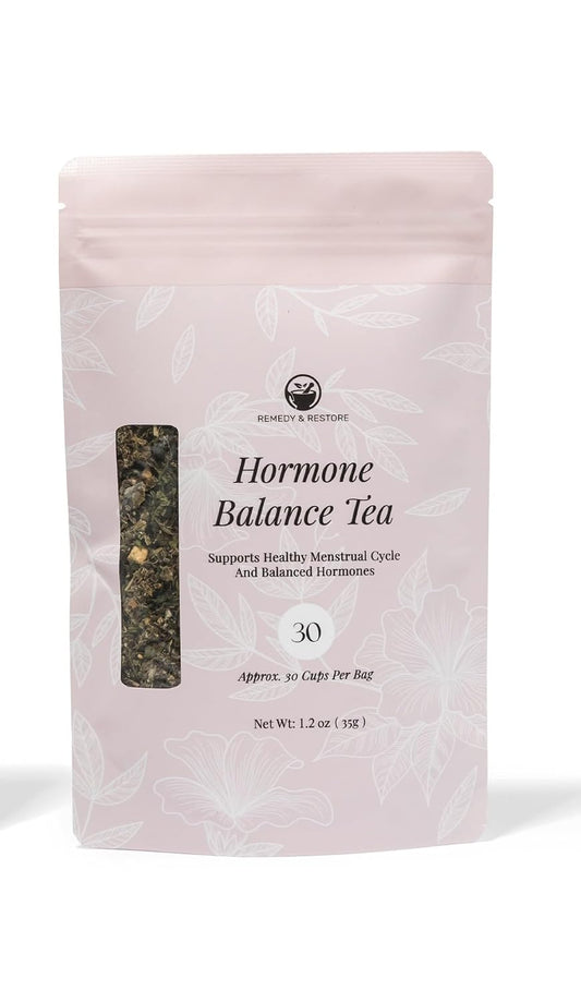 Remedy & Restore Herbal Tea for Hormone Balance - Natural Menstrual Cycle Support, Spearmint Flavor, Loose Leaves