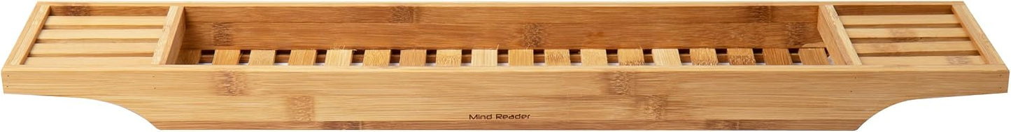 Mind Reader Bathtub Tray, Shower Organizer, Bathroom Accessory, Wood Tray, Rayon from Bamboo, 27.5" L x 5.75" Wx 1.75" H, Brown
