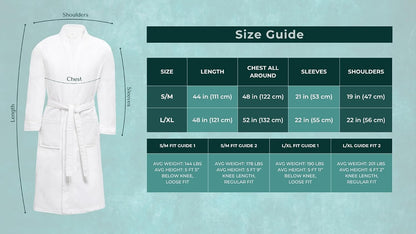 Looperry Unisex White Waffle Bathrobe (1 Piece) Luxurious & Lightweight Shower Robe in Organic Cotton Poly Blend