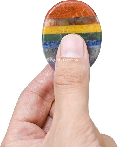 Amazing Gemstone Labradorite Thumb Worry Stone, Anxiety Stone, Healing Crystals - Piedra Crystal Fidget for Gift, Meditation, Calming, Relaxation, Stress Relief - Colors A