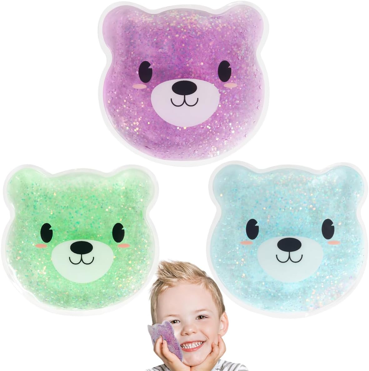 Hilph Kids Ice Packs for Boo Boos - FSA Eligible HSA, 3 Pack Gel Ice Packs for Toddlers & Children Injuries Reusable, Soft Small Hot & Cold Pack for Bumps, Bruises, Fever, Get Well Gifts