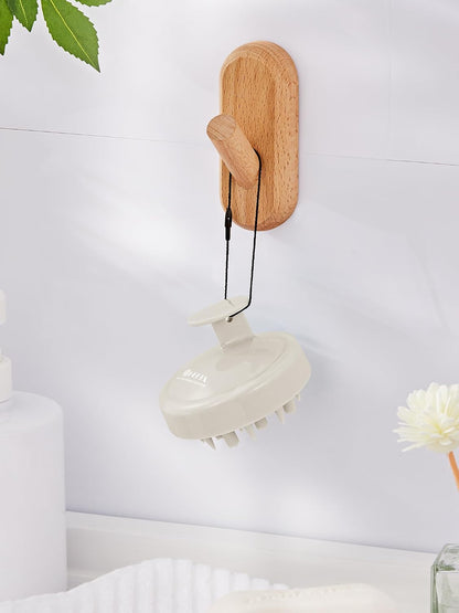 HEETA Hair Scalp Massager for Hair Growth, Shampoo Brush, Scalp Scrubber Exfoliator with Soft Silicone Bristles for Dandruff Removal to Relieve Stress, Wet Dry Use Updated Material, Beige