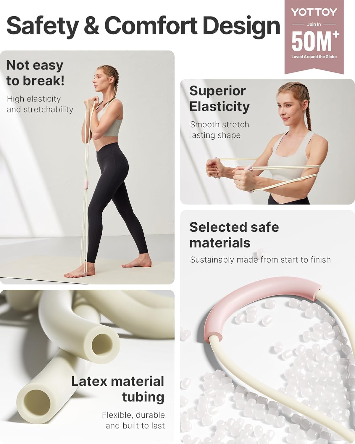 YOTTOY Cross Resistance Band for Full Body Workout,Elastic Exercise Bands for Legs,Arms,Glutes,Stretch Bands for Exercise,Yoga Straps for Stretching, Booty Bands for Home Gym