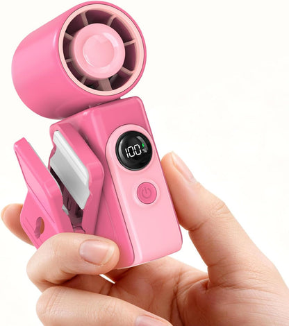 Portable Clip-On Mini Fan, Personal Handheld Fan for Stroller w/ LED Screen