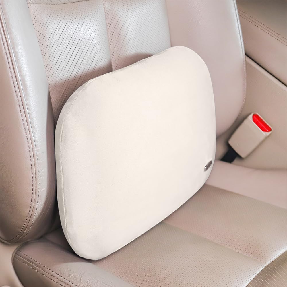 Carwales Emulsion Lumbar Support Pillow for Car Driving Seat Relax Soft Lower Back Support Home Office Chair Cushion Desk Accessories Waist Pain Relief Black