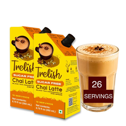 Trelish Sugar Free Chai Latte Super Concentrate | 13 servings | Black tea | Hot or iced | 8.79 fl oz