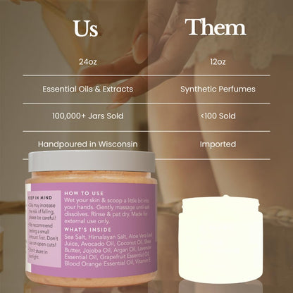 Bare Botanics Coconut Vanilla Body Scrub 24oz | Made in Madison, WI | All Natural Sea Salt Exfoliator w/ Skin Loving Moisturizers | Vegan & Cruelty Free | Gift Ready Packaging w/ a Cute Wooden Spoon