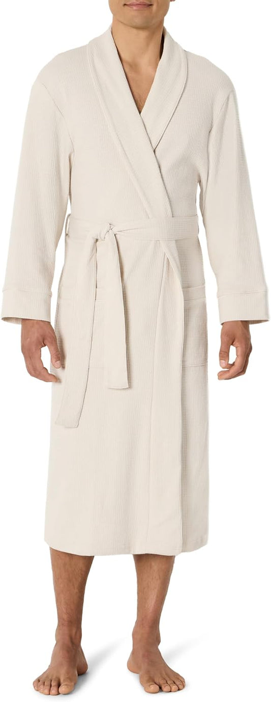 Amazon Essentials Men's Lightweight Cotton Waffle Bathrobe (Available in Big & Tall)