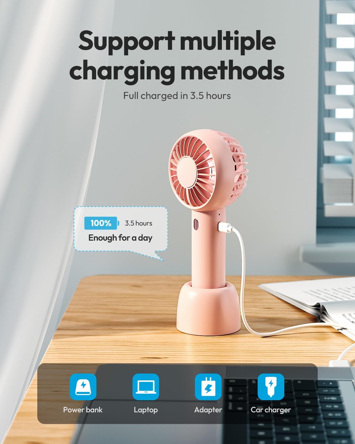 Gaiatop Mini Portable Fan, Small Personal Handheld Fan,Rechargeable