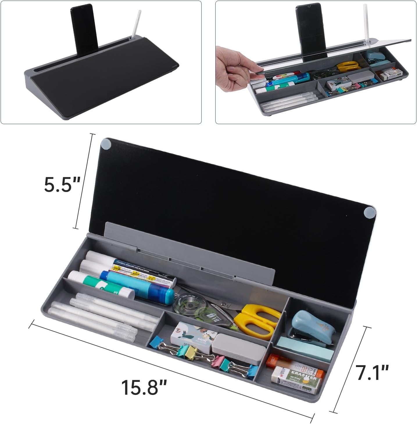 TSJ OFFICE Whiteboard Weekly Dry-Erase-Board - Desktop White Board Calendar Desk Organizers with Accessories Computer Keyboard Stand with Drawer, for Office, Home, School Supplies - White Calendar
