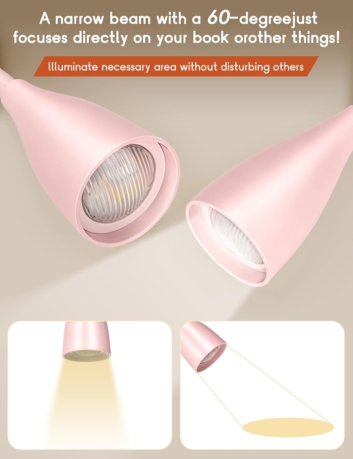 Reading Light for Book in Bed, Clip on Light Reading Lamp with Adapter, 5 Color Modes 10 Brightness, 360° Flexible Eye-Caring Clip on Desk Lamp Book Light for Reading in Bed Headboard Bedside Bedroom