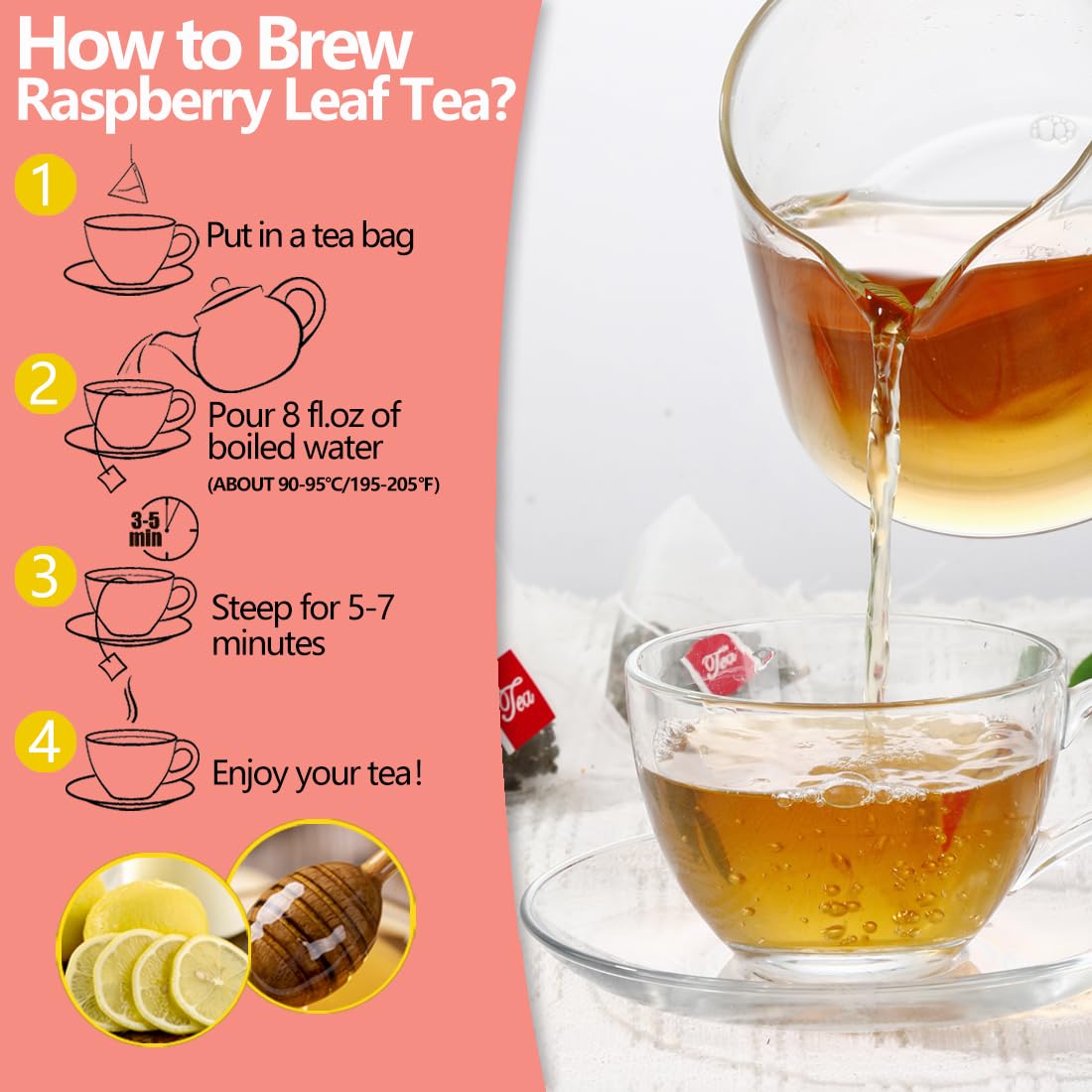 Premium 50 Red Raspberry Leaf Tea Bags, Made with 100% Natural Red Raspberry Leaves,Natural Pregnancy & Help Childbirth & Support Menstrual, No Additives & Caffeine Free.