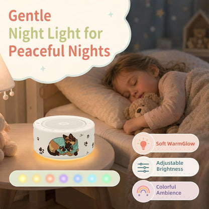 Kipcush White Noise Machine for Baby & Adults, 30 Soothing Sounds, Soft Non-Glare Nursery Lamp, 8 Color Night Lights, Memory Function (Angel V1 White, Standard)