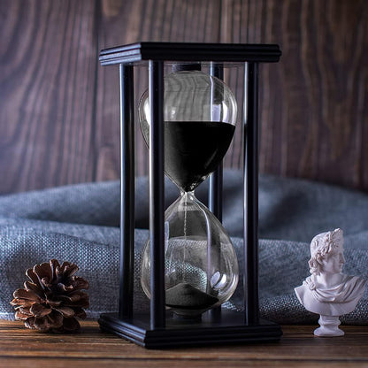 BELLAWARE Hourglass Timer with Red Sand, 60 Minute Wooden Sand Timer | Creative Handcraft Decoration