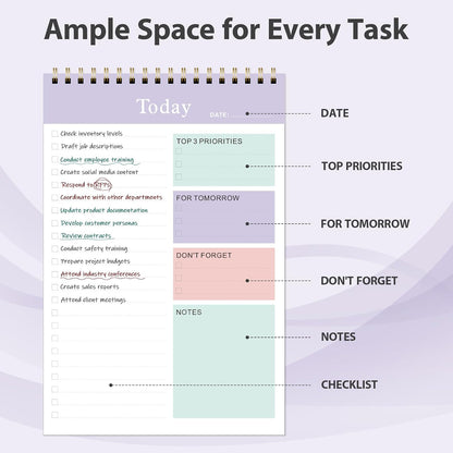 Weekly To Do List Notepad, Undated Planner with 52 Sheets (8.5''x11'') | Desk Accessories and Supplies, Women & Man, Home School & Work