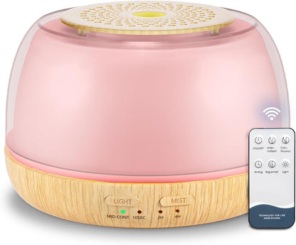 300ML Essential Oil Diffuser, Remote Control Ultrasonic Aromatherapy Oil Diffusers Cool Mist Humidifier, Waterless Auto-Off and 7 LED Light Colors for Bedroom, Yoga, SPA, Baby