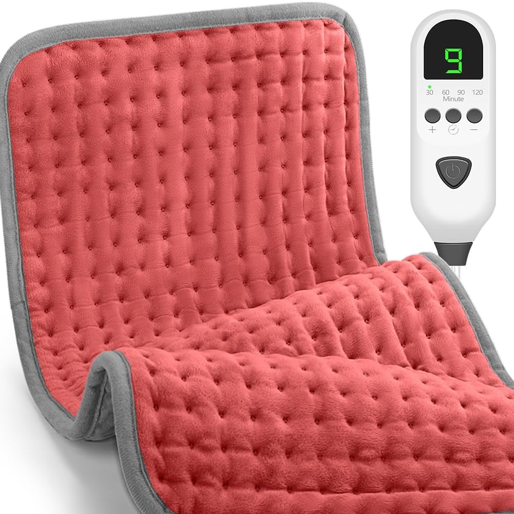 Heating Pad for Back Pain & Period Cramps Relief, 9 Heat Settings Electric Heating Pad for Neck & Shoulder, Auto Shut Off, Soft Machine Wash Fabric, Gifts for Mom, Women, 12''x24'', Gray