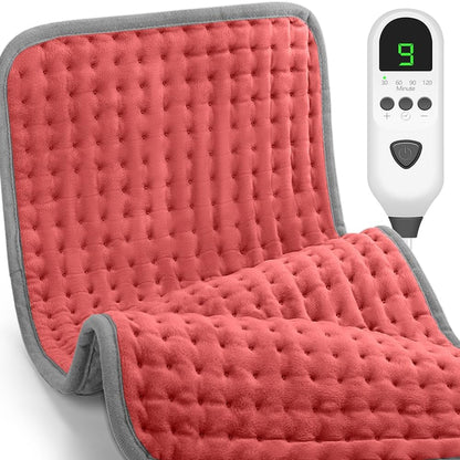 Heating Pad for Back Pain & Period Cramps Relief, 9 Heat Settings Electric Heating Pad for Neck & Shoulder, Auto Shut Off, Soft Machine Wash Fabric, Gifts for Mom, Women, 12''x24'', Gray