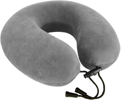 travelrest Sleep Neck Pillow Travel - Travel Essentials, Memory Foam, Neck Support Pillow for Long Flight, Plane Sleeping Accessories, Anti-Slip and Comfortable, Washable, Attaches to Luggage - Gray