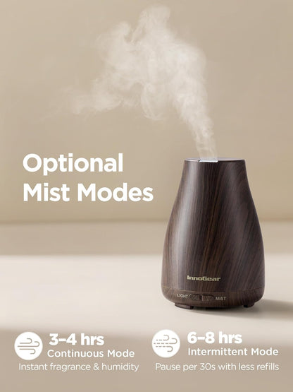 InnoGear Essential Oil Diffuser, Ultrasonic Diffusers for Home Aromatherapy Humidifier for Bedroom Room 7 Colors LED 2 Mist Mode Auto Off, Basic White