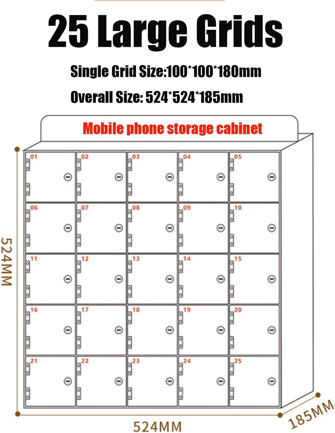 Acrylic Phone Charging Station 50 Slots Wallmounted with LockKeys Secure Mobile Device Nizer for Office Classroom Meeting Room Spacesaving Solution,4Slots