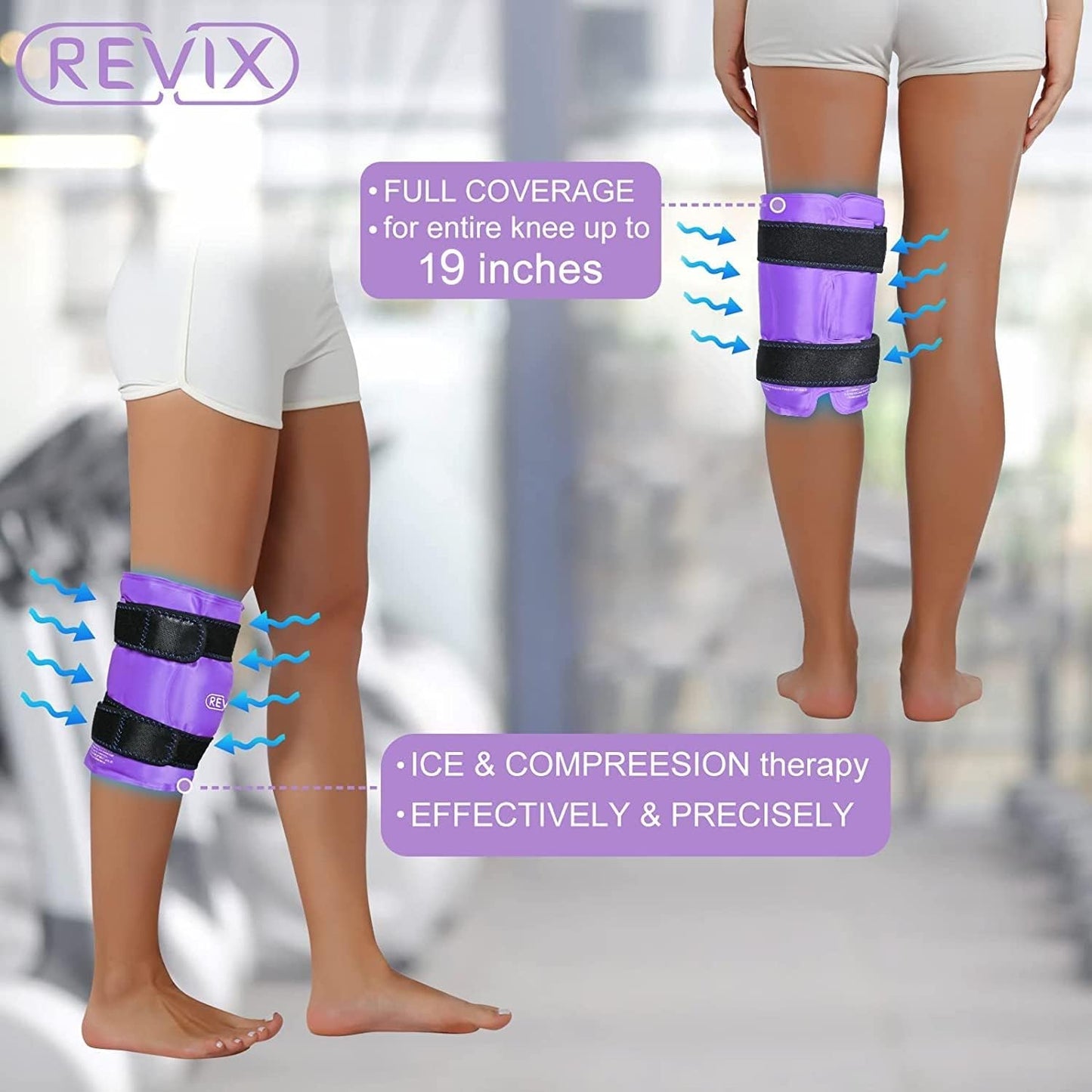 REVIX 19" Extra Large Knee Ice Pack Wrap Around Entire Knee, Reusable Gel Cold Pack for Discomfort and Post-Workout Fatigue, Cold Compress, Enhance Comfort and Recovery
